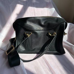 Marc Jacobs Wellington 2 Way Leather Satchel Bag Black/Gold